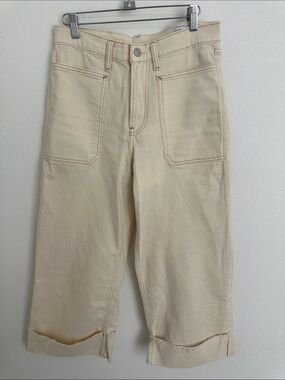 GAP Cream High Rise Stride Crop Ankle Pants